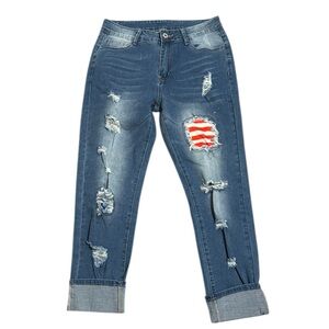 American flag distressed denim jeans size medium